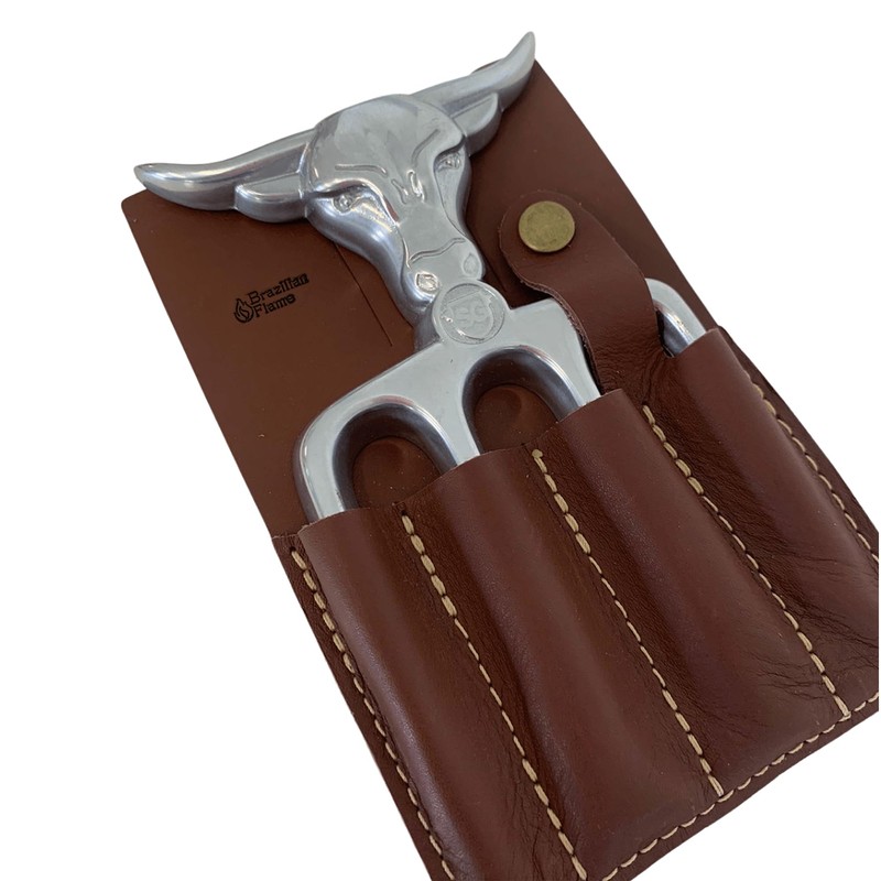 Brazilian Flame Aluminum Bad Bull Fork 4 Teeth with Leather