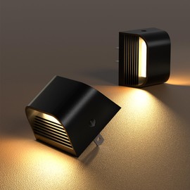 VOLISUN Night Lights Plug into Wall, 2 Pack Up and Down LED Night Light with Dusk to Dawn Light Sensor, 3000K Warm White Nightlight for Hallway, Bedroom, Bathroom, Kitchen Black