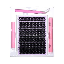 Fluffy Eyelash Extension Kit 288pcs Lash Clusters D Curl 9-16mm Mix 100D kit Lashes with Lash Bond，removing glue and Seal and Remover Lash Applicator for Lash Extension Beginners|Eyelash kit