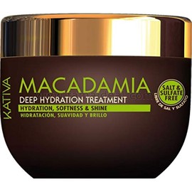 MASCARILLA CAPILAR MACADAMIA, PARA EL CABELLO HIDRATADO, SUAVE Y CON BRILLO KATIVA, LIBRE DE SALES, PARAN¿BENOS Y CRUELDAD ANIMAL. 250ML