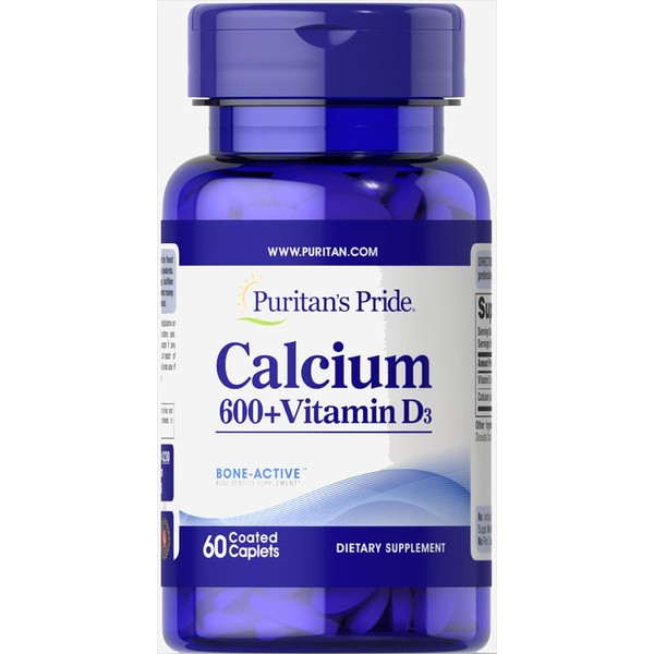 Puritan's Pride Calcium Carbonate 600 mg + Vitamin D 125 IU-60 Caplets