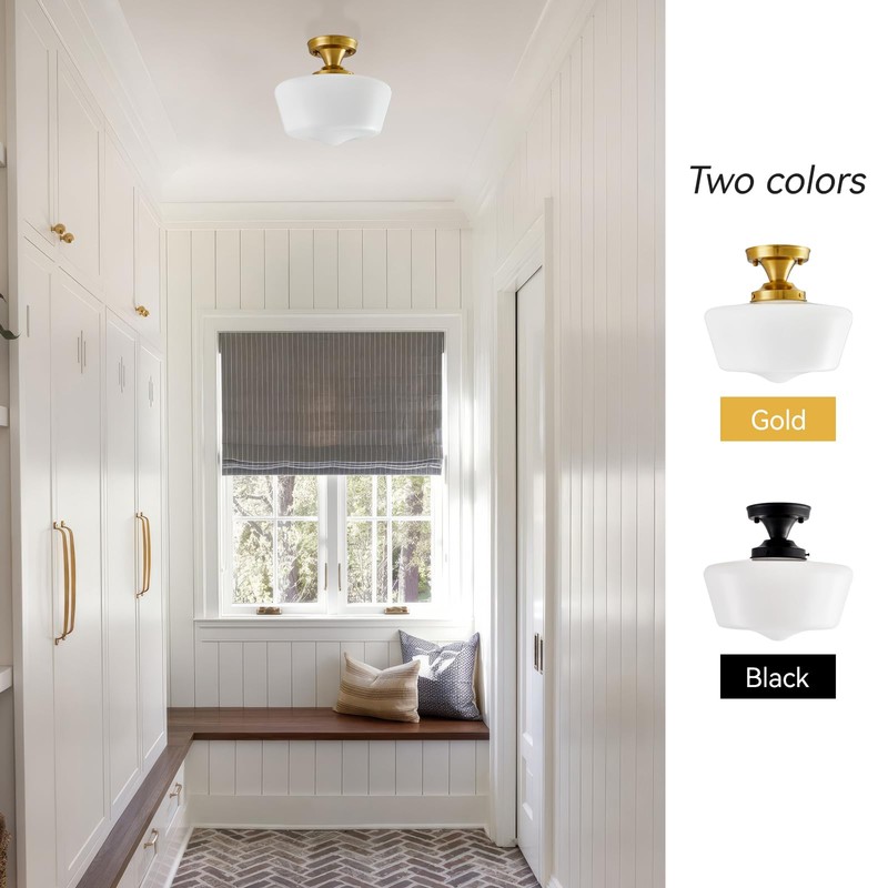 youngrender Schoolhouse Light Fixture Modern Gold Ceiling Light,Semi Flush Mount
