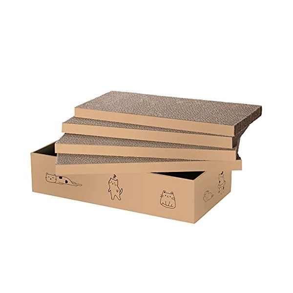 Mankaide 4 Packs in 1 Cat Scratch Pad with Box,