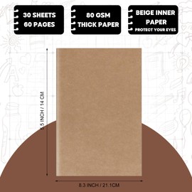 cssopenss 10 Pack Blank Kraft Notebook, A5 Blank Paper Sketchbook, 8.3x5.5 Inches Notebook Bulk for Work, Drawing, Doodling, Writing, Student Gift School Office Supplies, 60 Pages