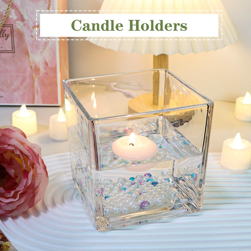 1 Pack Square Glass Vase 5" x 5" x 5",