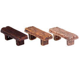 Yardwe 3pcs Succulent Ornament Miniature Bench Micro Train Platform Model Mini Park Bench Toy Mini Stump Miniature Fairies Village Park Couch Chair Solid Wood Material Wooden Child