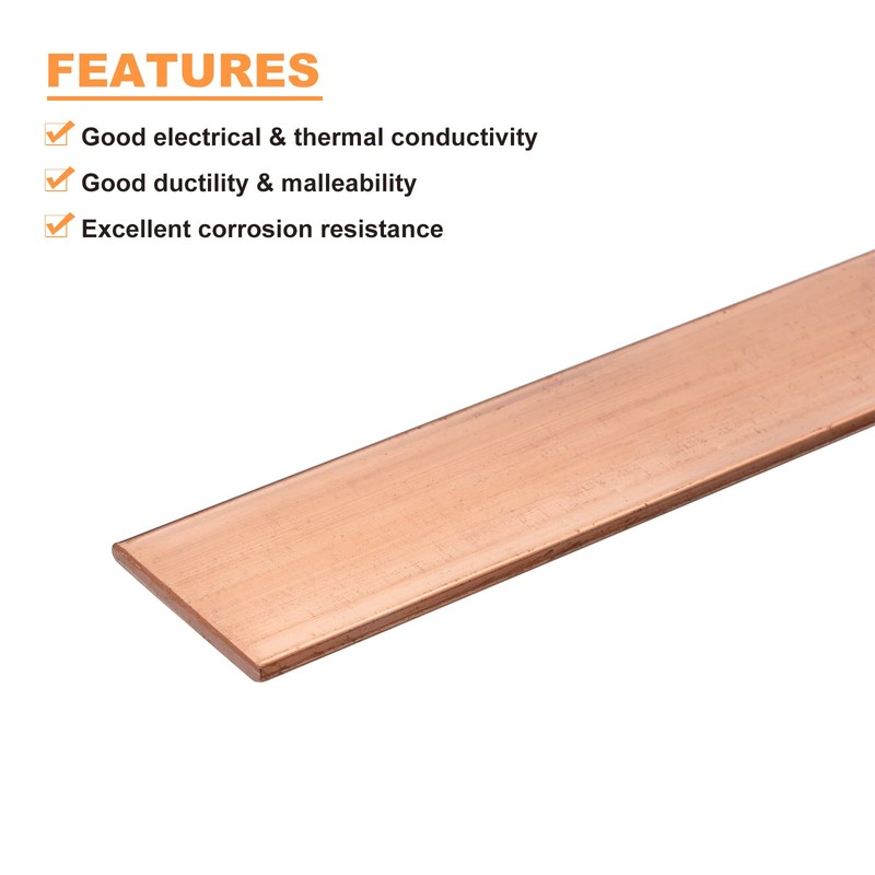 uxcell Copper Flat Bar, 0.12" Thickness x 1.18" Width x