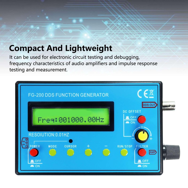 Function Generator FG-200 DDS Multifunctional 0.01Hz‑500KHz Sine Square Sawtooth High
