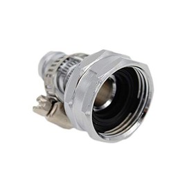 SpiceFlow Device Connector/Tap Connector with Hose Clamp Chrome/Brass | 3/4 Inch Female - 1/2 Inch Hose Connection
