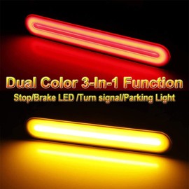 LED Brake Tail Light for Harley Davidson, Turn Signal LED Strip Lights Bar Rear Fender/Bagger Vertical Mount Brake, Turn Signal, Parking Light, Stop Light Universal Most Motorcycle Red/Amber