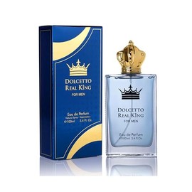 Dolcetto Real King Eau De Parfum for Men woody & Aromatic Fragrance - Citrus Notes & Pimento Essence with Masculine Base - Blend of Spicy Pepper, French Lavender & Haitian Vetiver - 100ml Bottle