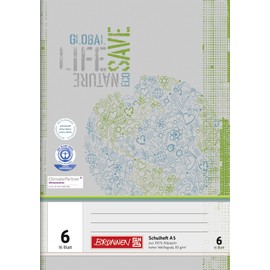 Brunnen 104510601 Recycled Exercise Book DIN A5 16 Sheets Easy to Handle