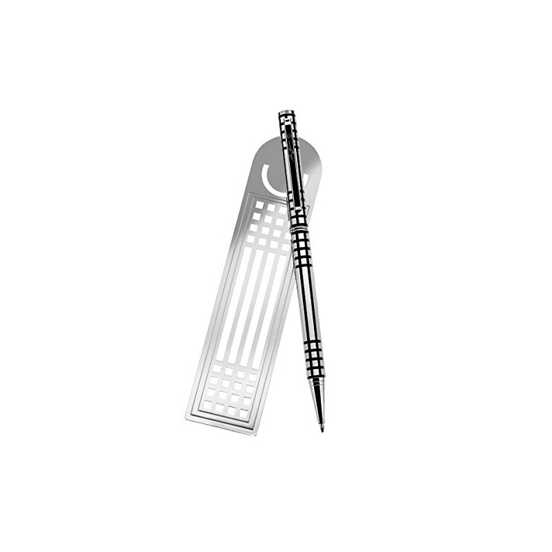 Mackintosh Silver Lattice Design Ballpoint Pen and Bookmark Set in