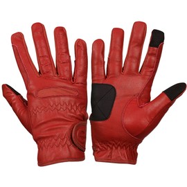 eGlove EQUEST GRIP PRO Leather Touchscreen Horse Riding Gloves (Coral Red, X-Large)
