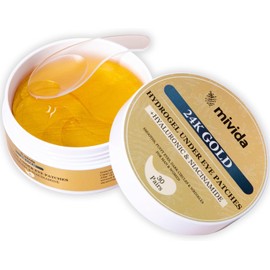 mivida Parches Biodegradables Para Debajo De Los Ojos De Oro 24K Con Ácido Hialurónico Y Niacinamida 30 Pares Para Hinchazón, Ojeras Y Arrugas Regalo Para El Cuidado De La Piel P