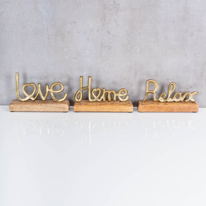 levandeo Set of 3 Lettering Love Home Relax Gold Mango