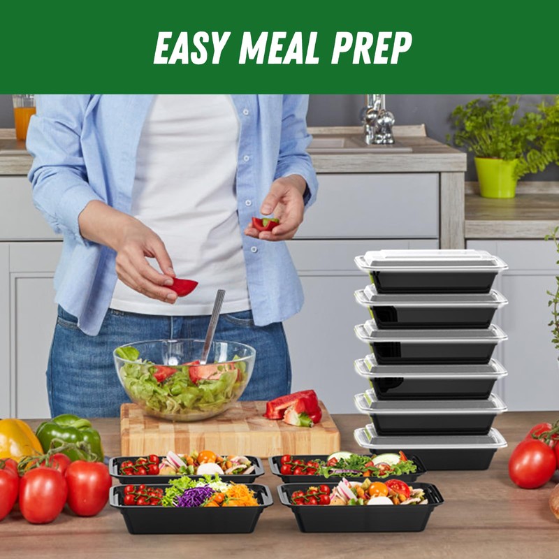 50 Pack (100-Piece) 32 oz Meal Prep Containers Reusable with