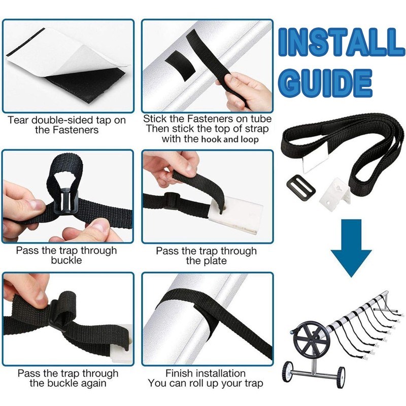 IONPSHG 8Set Pool Solar Cover Reel Attachment Kit Pool Solar