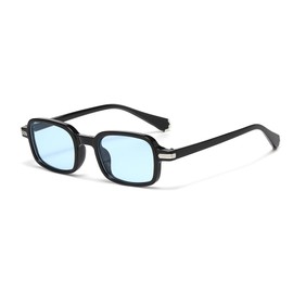 EJDHA Vintage Women Sunglasses Tortoiseshell Clear Lenses Rectangle Design Outdoor Sunglasses with UV Protection, Black/blue, Unit size