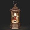 10.25" Bronze and Red LED Swirl Santa Lantern Christmas Tabletop