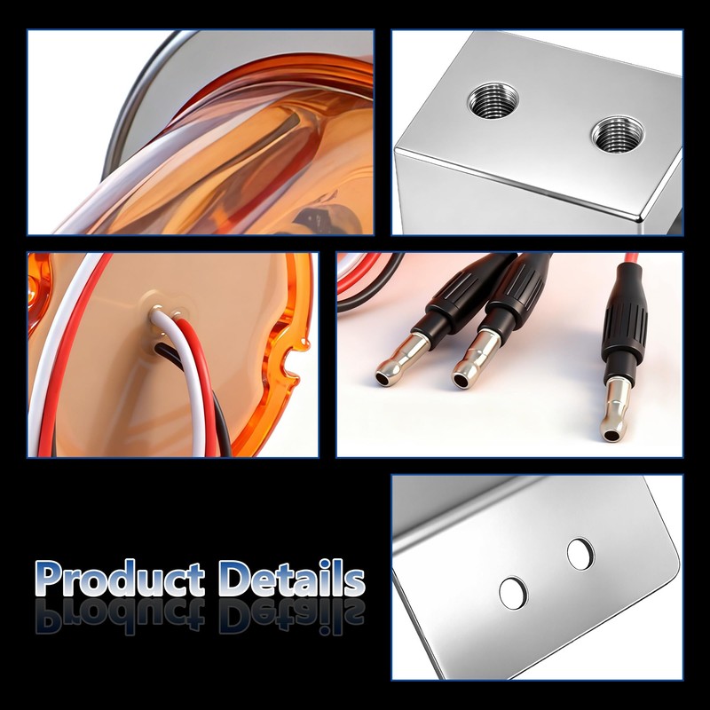 2-Pack Amber Watermelon Light with 45° Stainless Steel Mounting Brackets,