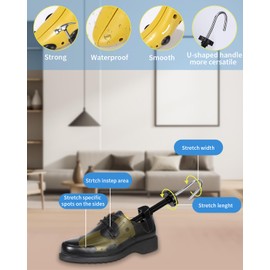 Fiabgum Shoe Stretcher, Pack of 2 Shoe Stretchers, Men and Women, 4-Way Shoe Stretcher, Plastic & Metal Shoe Stretcher., yellow