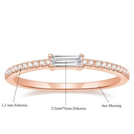 Titaniumcentral Rings Women's Front Ring Slim Eternity Rings Baguette Cut Cubic Zirconia Engagement Rings Wedding Rings Wedding Rings, Brass, Cubic Zirconia