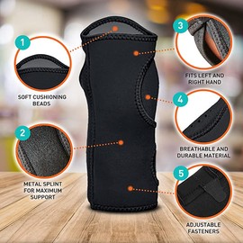 TOFBS Wrist Brace Carpal Tunnel Syndrome Splint, Wrist Bandages with Metal Splint for Sports Sprains, Arthritis, Tendonitis, Wrist Support for Left & Right Hand