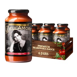 Dell'Amore Premium Marinara Sauce, Homemade Pasta Sauce Low Sodium - No Added Sugar - Vegan - Original Family Recipe with Fresh Ingredients - Spicy Marinara Recipe - 24oz/6 pack