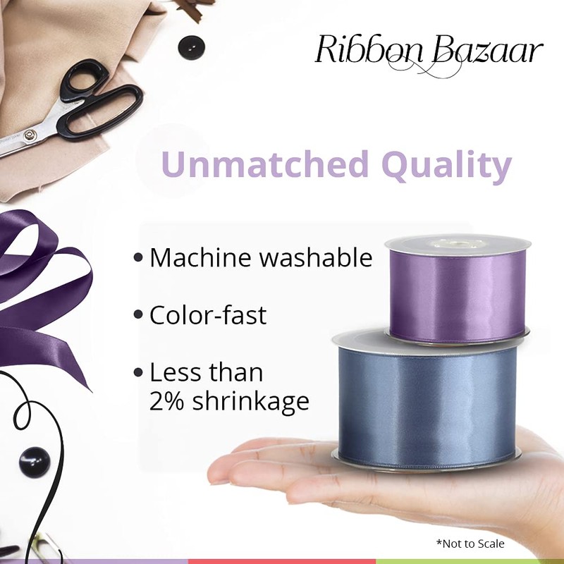 Ribbon Bazaar Double Faced Satin 2-1/4 Inch Black 25 Yards
