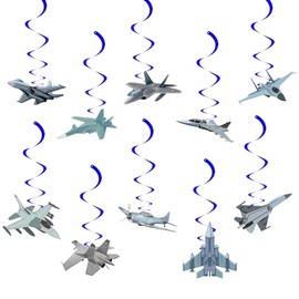 Fighter Jet Hanging Swirl Decorations – Airplane Party Supplies for Kids' Birthday, Aviation-Themed Events, Graduation, and Pilot Party Décor