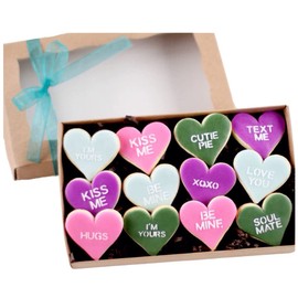 1 Dz. Mini Conversation Heart Gift Boxed Cookie Set! Valentine's Day, I Love You's, Deployment Gift and More