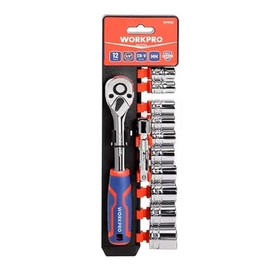 WORKPRO WP202585 3/8DR Socket Wrench Set, 12 Piece Set, 0.4 - 0.9 inches (10 - 22 mm)