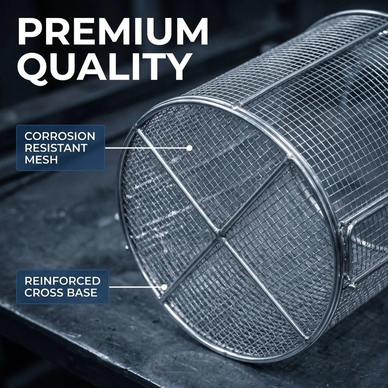 Stainless Steel Part Cleaning Strainer Basket, Fits 5-Gallon Bucket