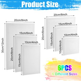 Canvas Set of 6 Canvas Frame Canvas for Painting Set Empty Canvas Made of High-Quality Cotton Stretcher Frame Canvas Assorted Size Art Canvas Frame for Adults, Artists and Children