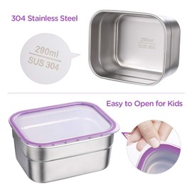 DaCool Stainless Steel Kids Bento Lunch Box Leak Proof BPA-Free School Lunch Container 5-Compartment with Lunch Bag and Fork for Toddler Child Adult, Food Snack Container for Picnic Outdoors,Purple