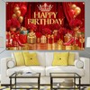 Mocsicka Red and Gold Birthday Banner(Red, 70.8 x 43.3 Inch)