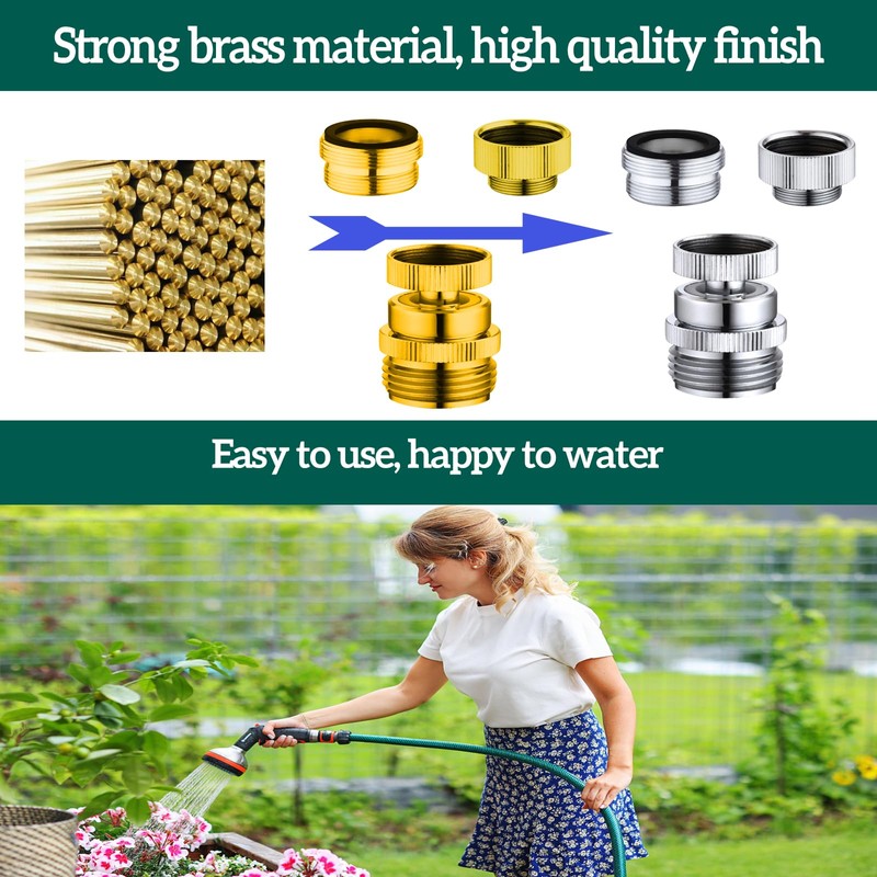 Faucet to Garden Hose Adapter,Brass 3/4-Inch Garden Hose Adapter with