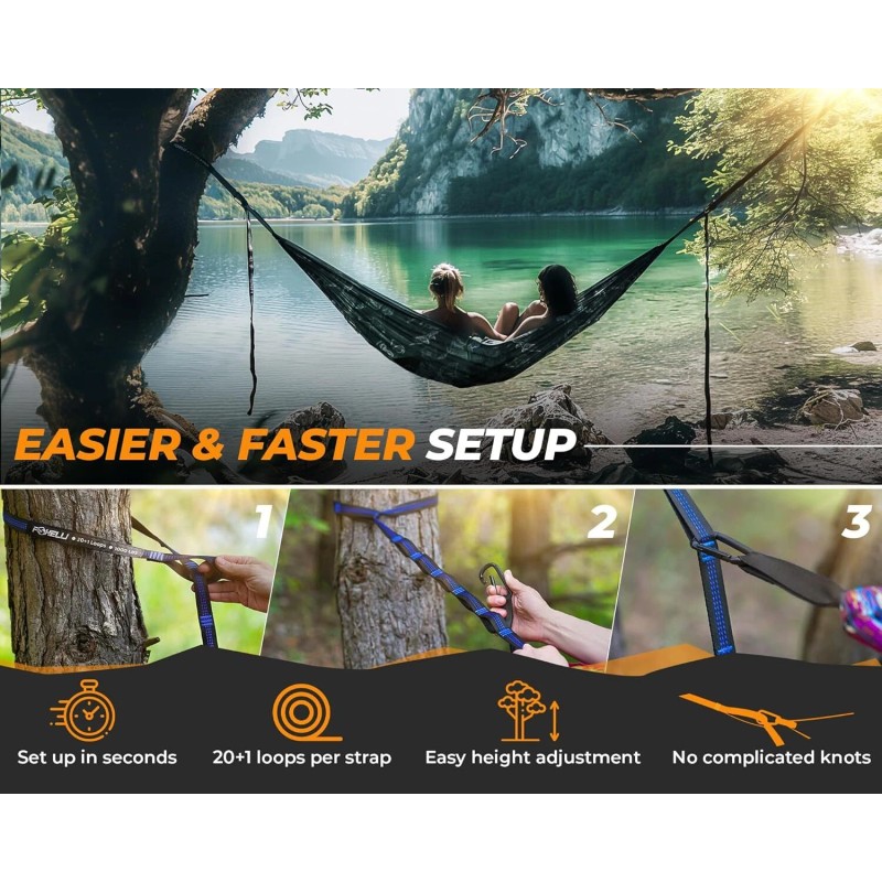 Foxelli Hammock Straps XL - 20FT Long Combined, Heavy Duty