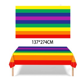 Siencooray 2 Pack Pride Rainbow Tablecloth Gay Pride Decorations Plastic Disposable Table Covers Rainbow Gay Pride Decor 54 x 108 Inch