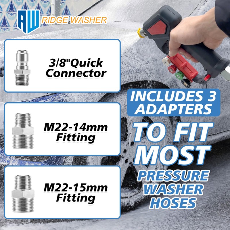 RIDGE WASHER Pressure Washer Gun 5000 PSI with Nozzle Bracket,