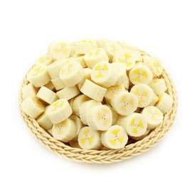 Avivilea Fake Fruit Slices Simulation Banana Slice Artificial Banana Blocks for Home Table Cabinet Display Decor 10Pcs (Yellow), 1inch