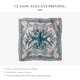 LumiSyne Silk Scarf Women's Square Scarf Classic Houndstooth Checked Retro Horse Printed Soft Satin Small Square Scarf Decoration Neckerchief Multifunctional Bandana Headpiece Headband, Blue / Jungle