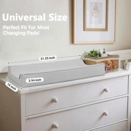 Vegan Leather Changing Pad Cover - 31"X 16" - Waterproof Wipeable, Extra Thick & Portable & Non-Slip Diaper Mat - Fits Standard Changing Tables for Baby Boy Girl (Gray)