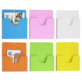 MFTEK Magnetic File Holder 6 Pockets Paper Holder, Hanging File Organizer Magazine Rack Office Supplies Storage for File Cabinets, Whiteboard, Magnetic Mail Letter Holder for Refrigerator
