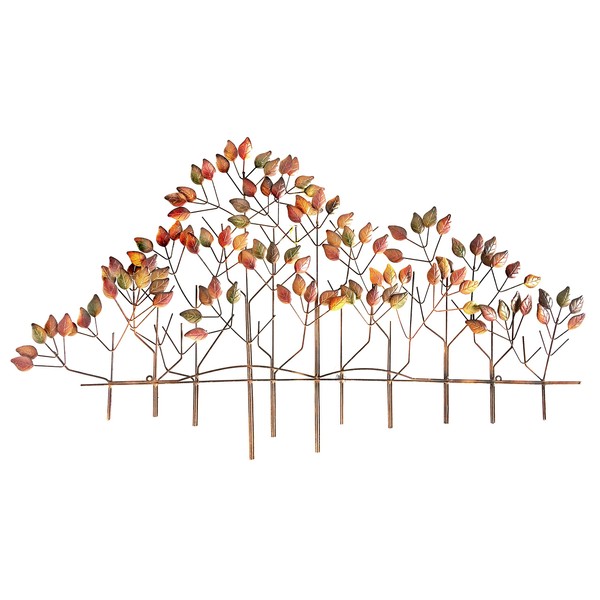 Bellaa 23448 Metal Tree Wall Decor Home Accents Wrought Iron 3D Sculpture Leaf Floral Plaque Hanging Country Cottage Art Scroll Garden Sculptures 40 Inch