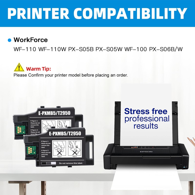 JoyPrinting E-2950 C13T295000 Maintenance Box Compatible with PX S05B/S05W/WF-100/PX-S06B/W WF-110/WF‑110W