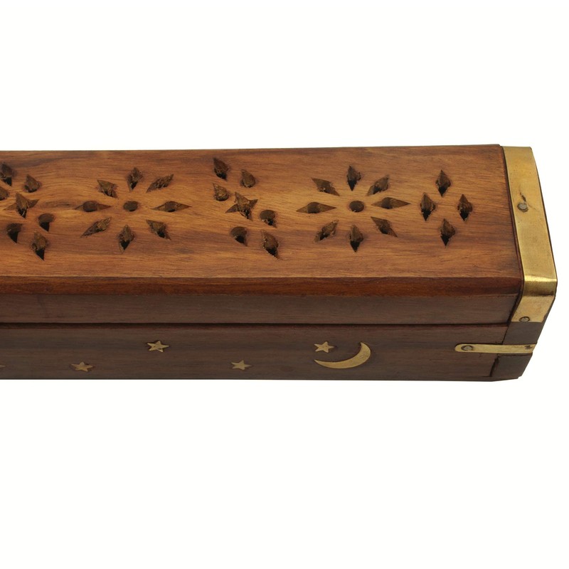 storeindya Wooden Incense holder box (BRASS COFFIN)