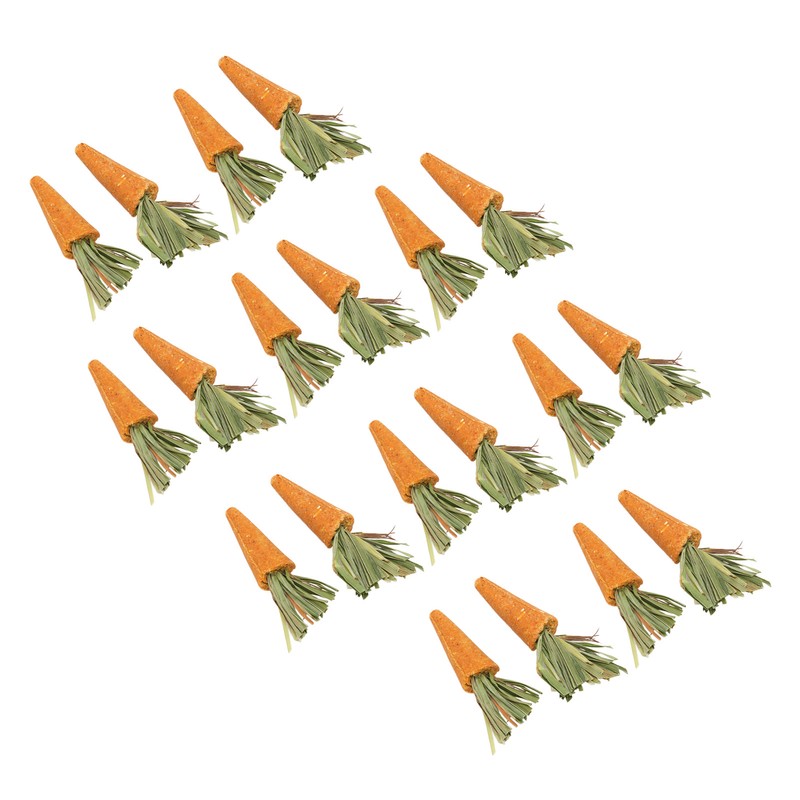 20pcs Carrot Shaped Hamster Toy Teeth Grinding Decorative Crude Fiber