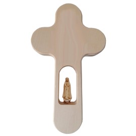 Kaltner Präsente Geschenkidee - Kreuz Wandkreuz Kruzifix aus Ahorn Holz 21 cm für die Wand mit Gottes Mutter Maria